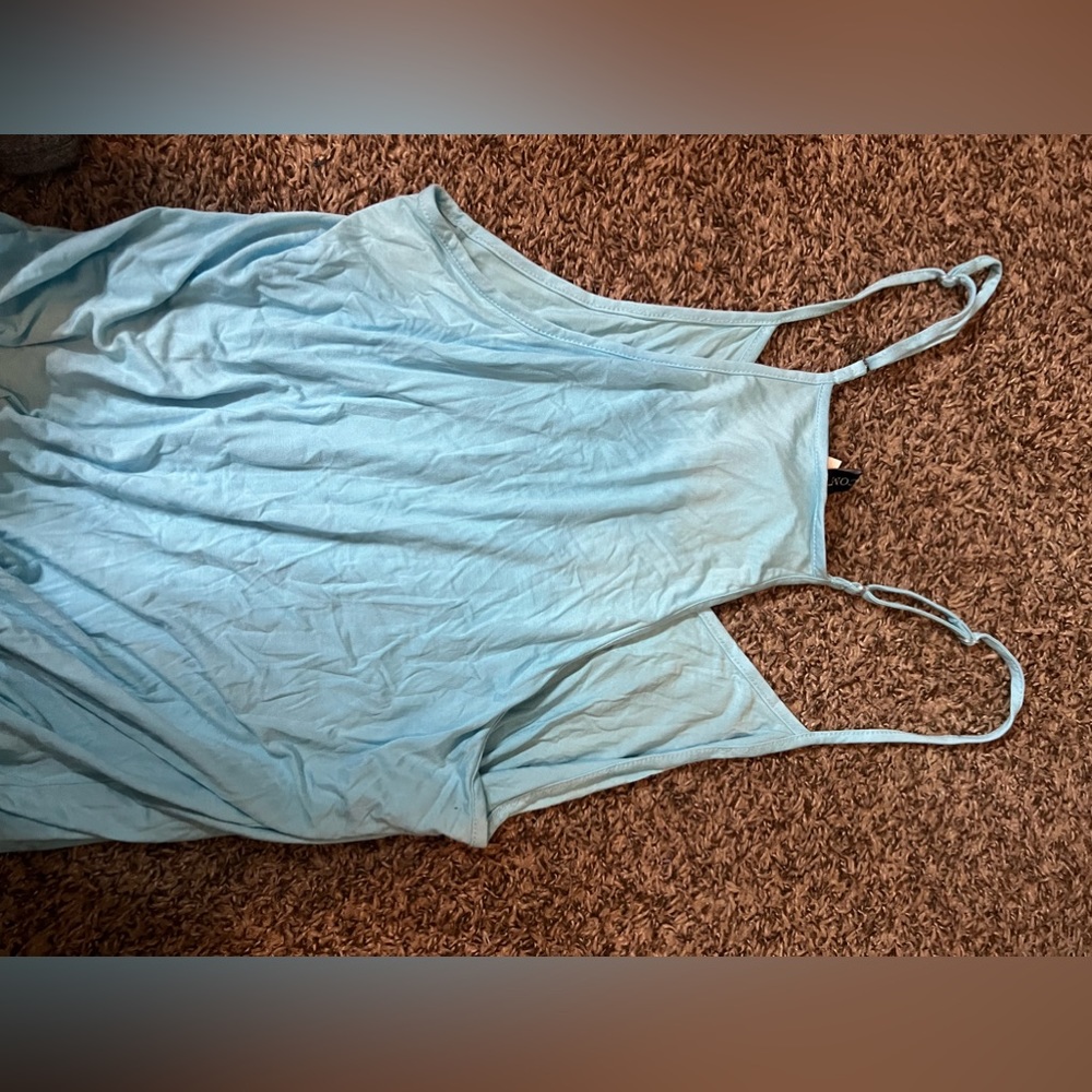 Baby blue jump suit